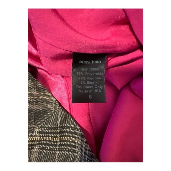 Black Halo Mini Jackie O Plaid One Shoulder Dress Size 8 LA1 - Picture 5 of 5